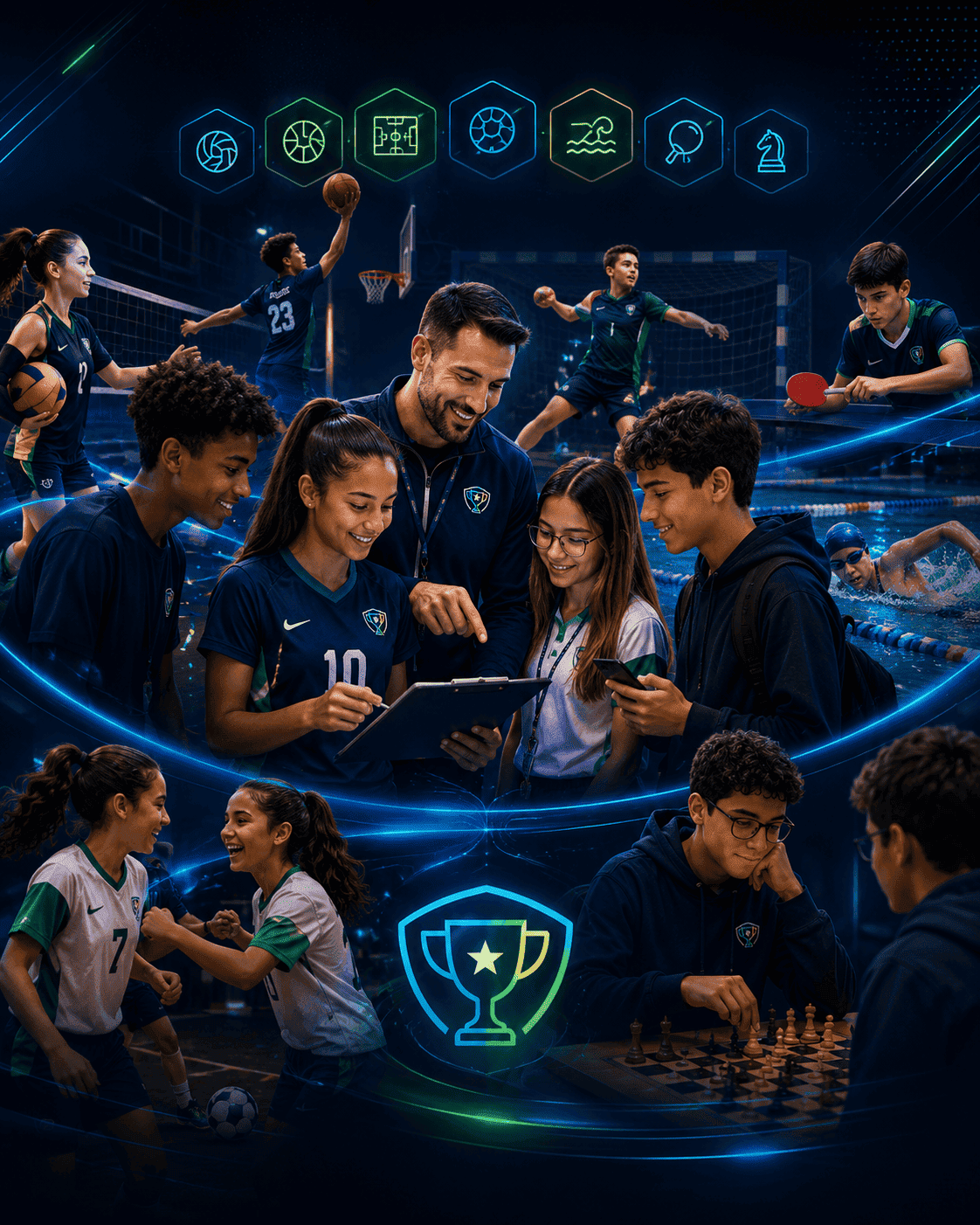 Alunos competindo em jogos escolares